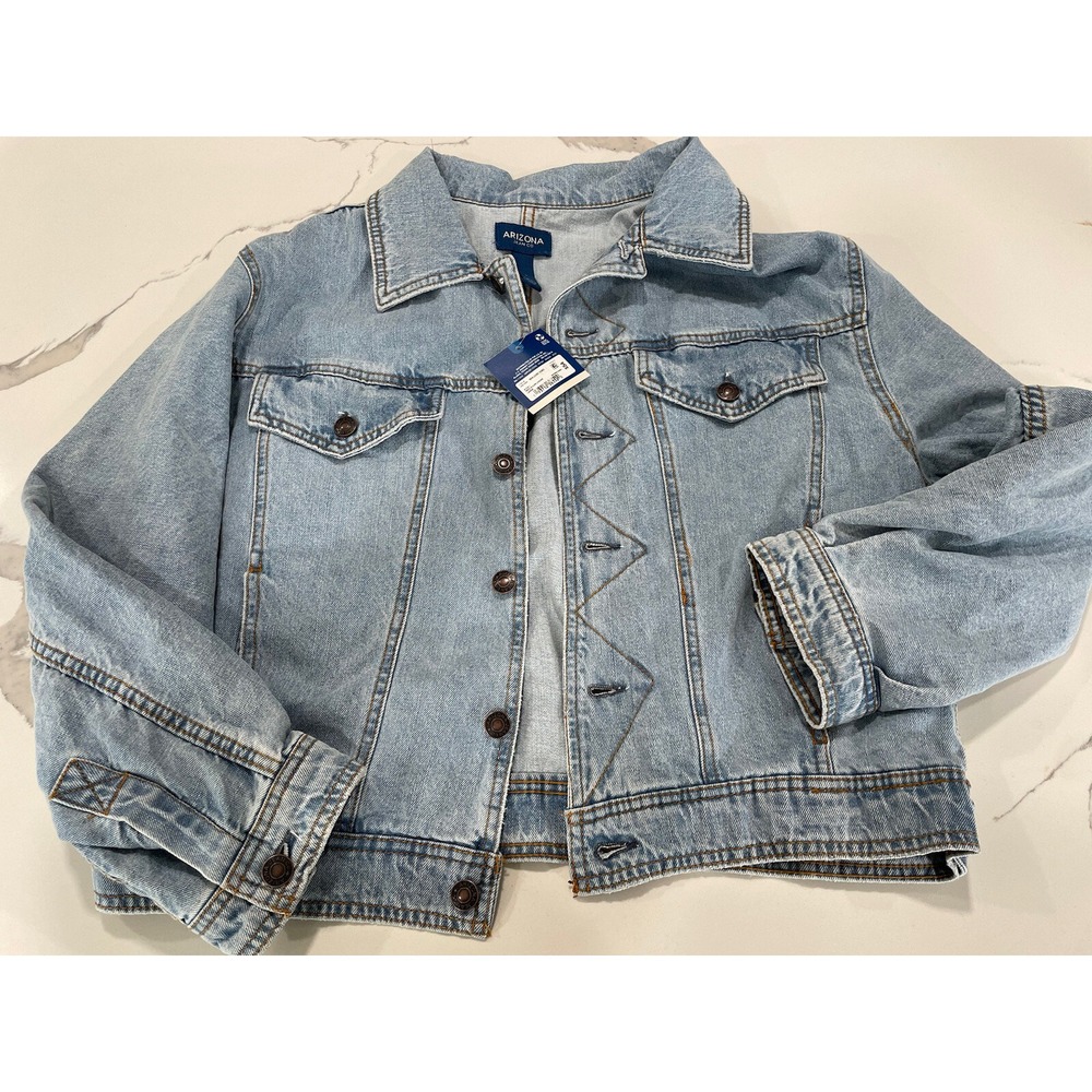 NWT Arizona Jean Company Wildflower Denim Jacket Sz L AK100